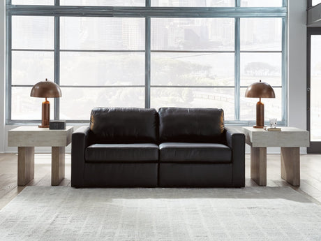 front view of Modmax II black leather 2-piece sectional loveseat