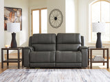 5Z Pittson Anchor Leather 2-piece power reclining sectional loveseat front view