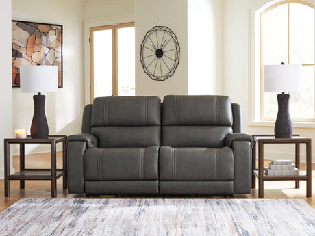 5Z Pittson Anchor Leather 2-piece power reclining sectional loveseat front view