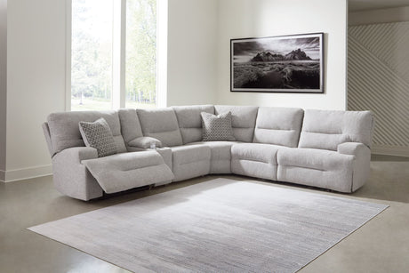Acklen Place pewter 6-piece power reclining sectional front angle