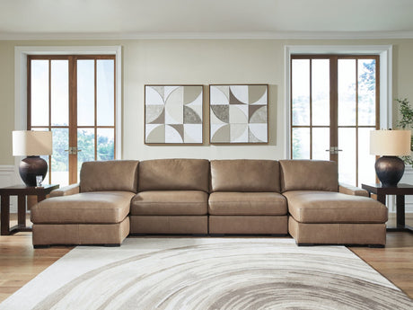 Veronella Sahara Leather 4-Piece Double Chaise Sectional sofa in main view