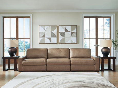 Front view of Veronella Sahara Leather 3-Piece Sectional Sofa