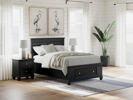Lanolee Black Full Panel Storage Bed front view