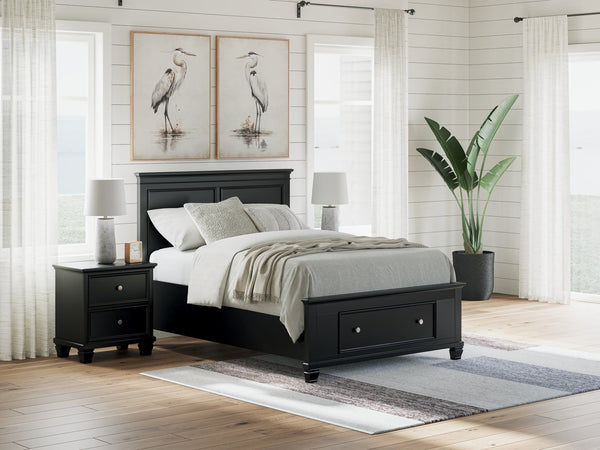 Lanolee Black Full Panel Storage Bed front view