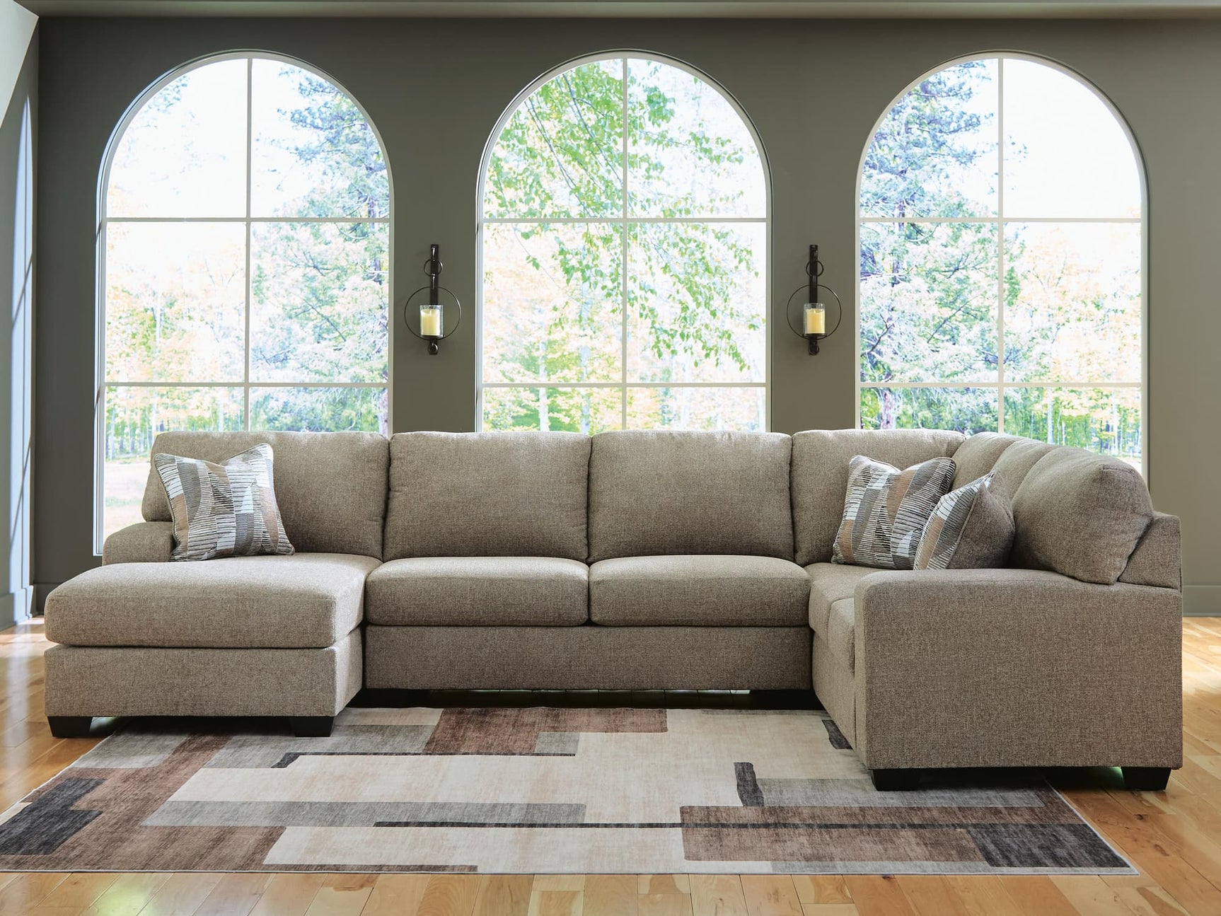 Newellen Hemp Chenille 3-Piece Sleeper Sectional with Chaise main view