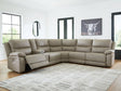 Narwhal Place Pebble Faux Leather 6-Piece Reclining Sectional with Storage Console front view