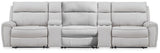 Social Pointe 5-piece pearl and ash chenille reclining sectional, front view