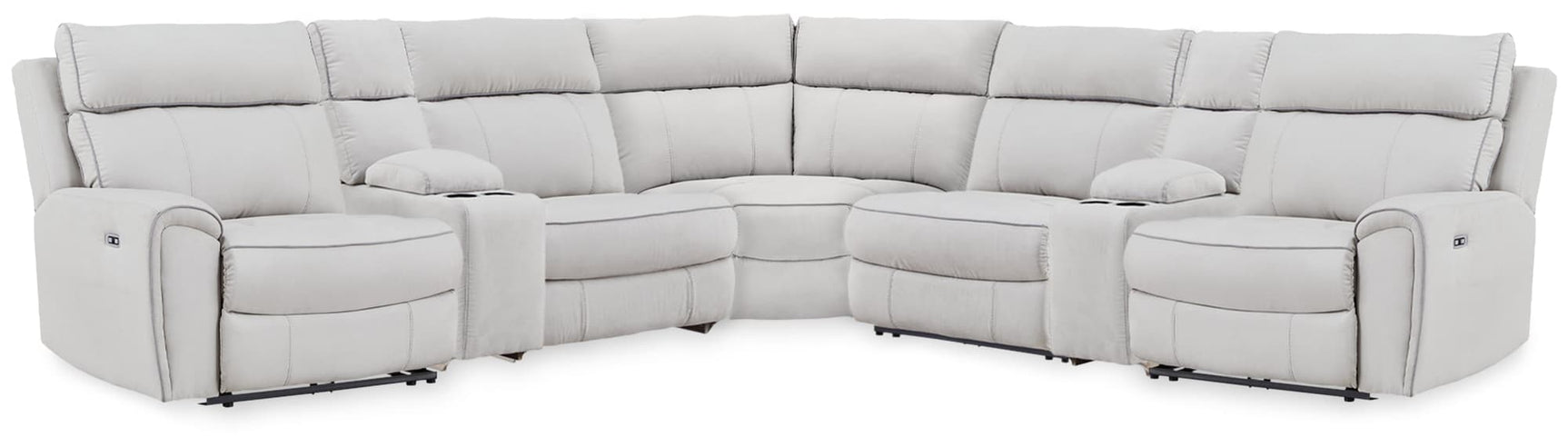 Social Pointe 7-piece power reclining sectional with storage consoles, front angle