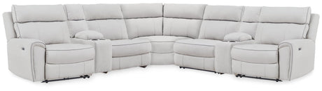 Social Pointe 7-piece power reclining sectional with storage consoles, front angle