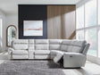 Social Pointe Pearl/Ash Chenille 6-Piece Power Reclining Sectional Front View