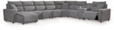 Modmax II Salt and Pepper 8-Piece Power Reclining Sectional with Console front angle view