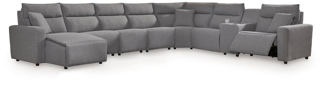 Modmax II Salt and Pepper 8-Piece Power Reclining Sectional with Console front angle view