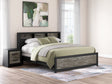 Broachmyn Black and Gray King Bookcase Panel Bed front angle