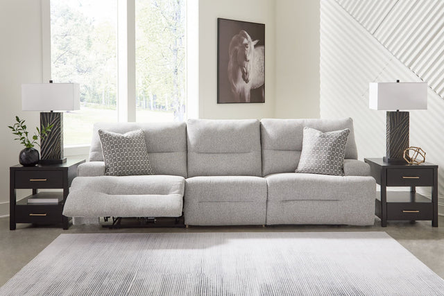 Acklen Place Pewter 3-Piece Power Reclining Sectional Sofa front view