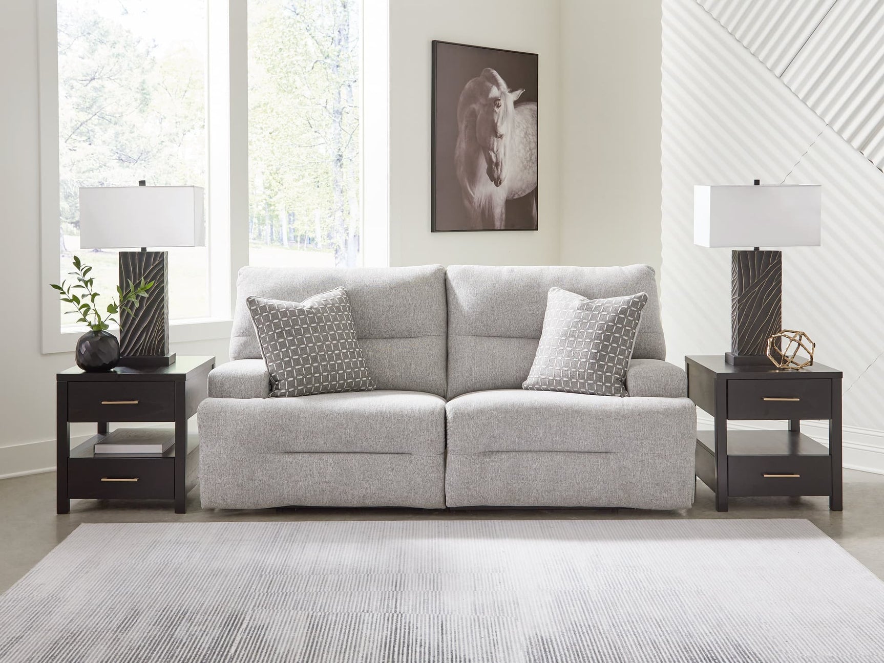 Acklen Place Pewter 2-Piece Power Reclining Sectional Loveseat front view