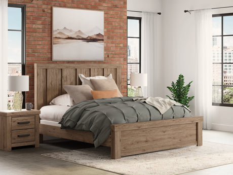 Oliandon Light Brown King Panel Bed front view