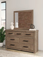 Oliandon Light Brown Dresser and Mirror front view