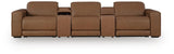 Magic Man Caramel 5-Piece Power Reclining Sectional with Console front view