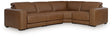 Magic Man caramel 4-piece power reclining sectional sofa, front angle