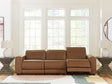 Magic Man caramel 3-piece power reclining sectional sofa front view