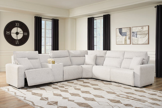 Modmax II Stone 6-Piece Reclining Sectional with Console front angle view
