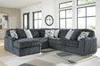 Midnight-Madness Gunmetal 5-Piece Sectional Sofa with Chaise front view
