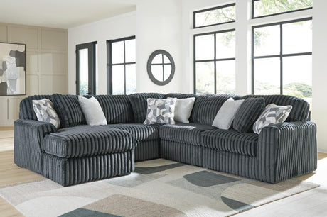 Midnight-Madness Gunmetal 5-Piece Sectional Sofa with Chaise front view