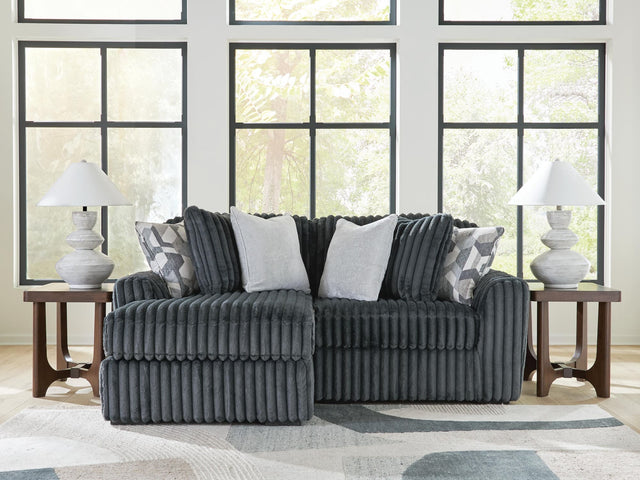 Midnight-Madness Gunmetal 2-Piece Sectional with Chaise sofa main front view