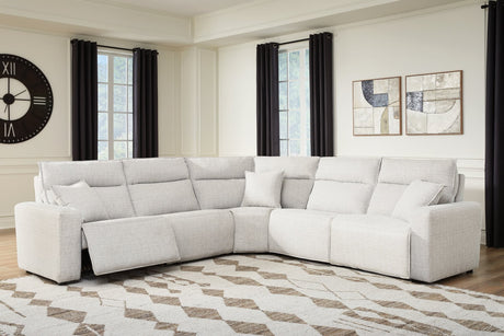 Modmax II Stone 5-Piece Power Reclining Sectional sofa front angle