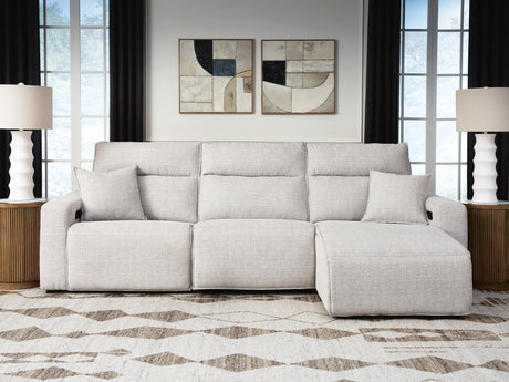 Modmax II Stone 3-Piece Reclining Sofa Chaise, left angle view