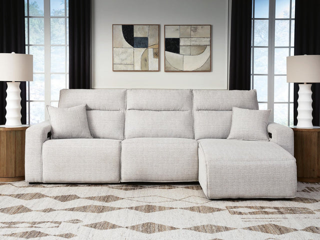 Modmax II Stone 3-Piece Reclining Sofa Chaise, left angle view