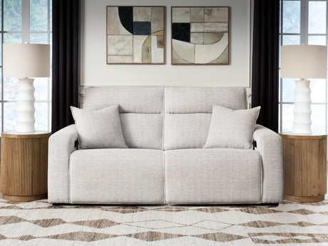 Modmax II Stone 2-Piece Power Reclining Loveseat shown from front angle