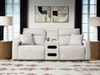 Modmax II Stone 3-Piece Power Reclining Sectional with audio console front view