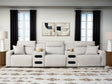 Modmax II Stone 5-Piece Power Reclining Sectional with Audio Consoles straight front view