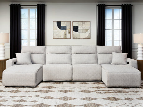 Modmax II Stone 4-Piece Power Reclining Sectional with Chaise front angle view