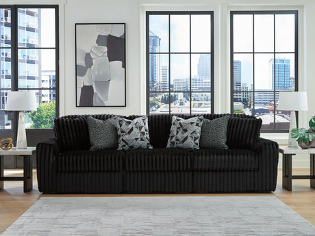 Front view of Midnight-Madness Onyx 3-Piece Sectional Sofa in Onyx