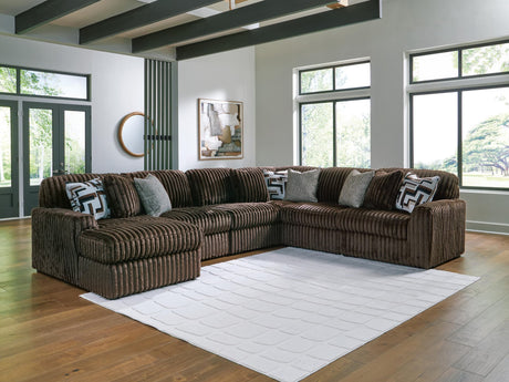 Main view of Midnight-Madness Chocolate 6-Piece Sectional with Chaise