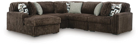 Front view of Midnight-Madness Chocolate 5-Piece Sectional Sofa with chaise