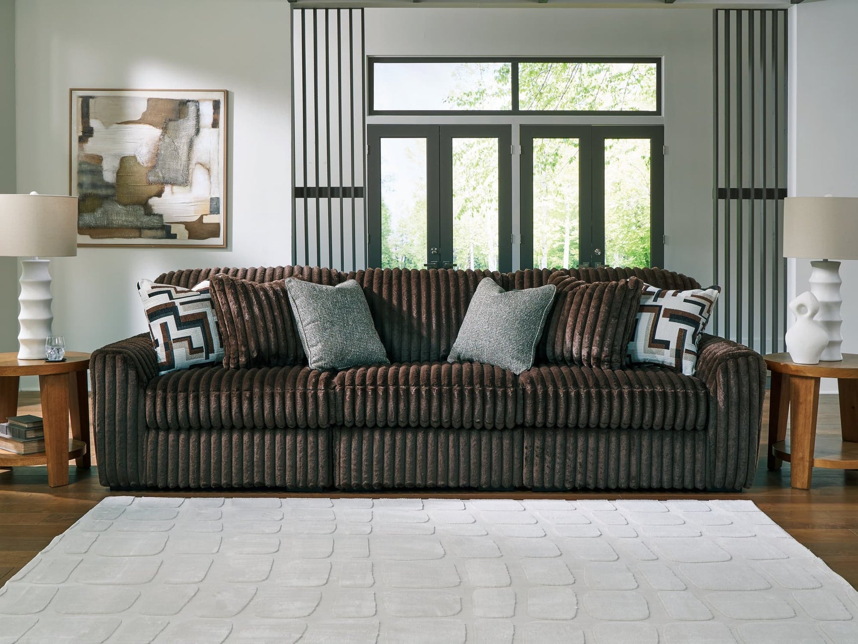 Midnight Madness Chocolate 3-Piece Sectional Sofa front angle view