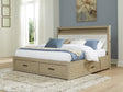 Calmoro Gray King Upholstered Bookcase Storage Bed front view