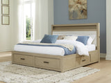 Calmoro Gray King Upholstered Bookcase Storage Bed front view