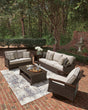 Monterey dark brown outdoor sofa and loveseat set front view