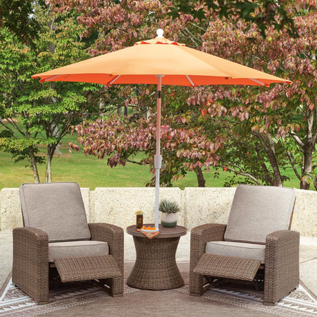 Laguna Beige Heights outdoor seating set with 2 recliners and end table in beige