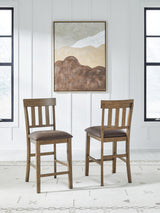 Urbinforte Light Brown Upholstered Counter Height Barstool front angle