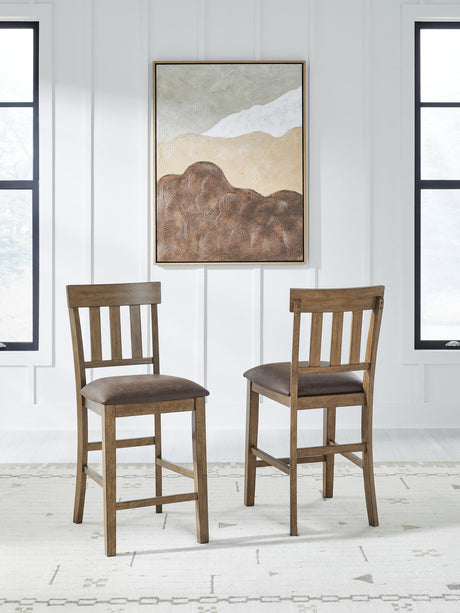 Urbinforte Light Brown Upholstered Counter Height Barstool front angle