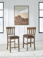 Urbinforte Light Brown Upholstered Counter Height Barstool front angle
