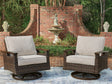 Monterey Point dark brown resin wicker outdoor swivel lounge chair front angle