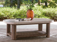 Dolan Creek Beige and Brown Outdoor Coffee Table front angle