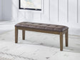 Urbinforte Light Brown 50 inch Upholstered Dining Bench front angle