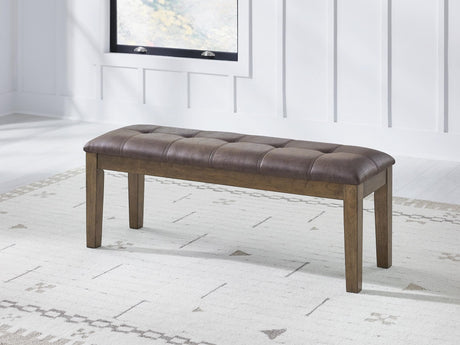 Urbinforte Light Brown 50 inch Upholstered Dining Bench front angle